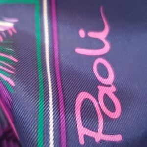 Vintage Paoli blue feather square scarf. Size 27 square. EUC